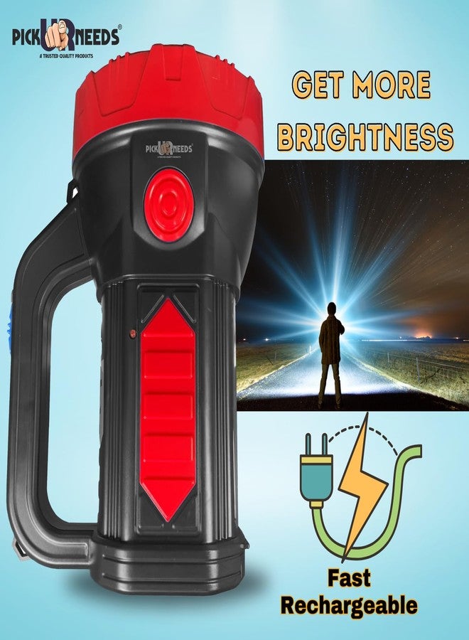 Pick Ur Needs Home Emergency Rechargeable 100W +2 Side Tube LED Long Range Search Torch Light (Red) - Image 3